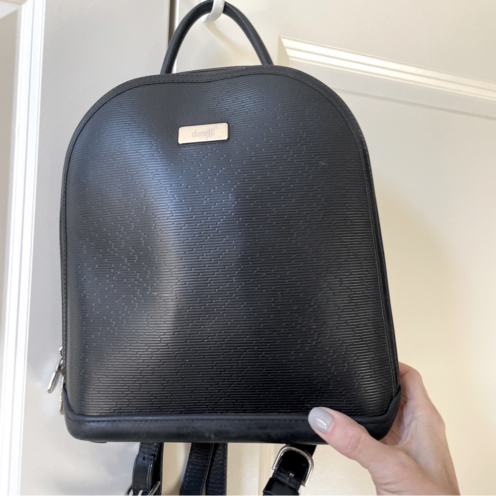Datelli Black Leather Vintage Backpack bag - Picture 3 of 8